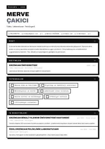 Laboratuvar Teknisyeni Cv Örnekleri cv indir